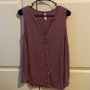 MTS stretchy button up tank top